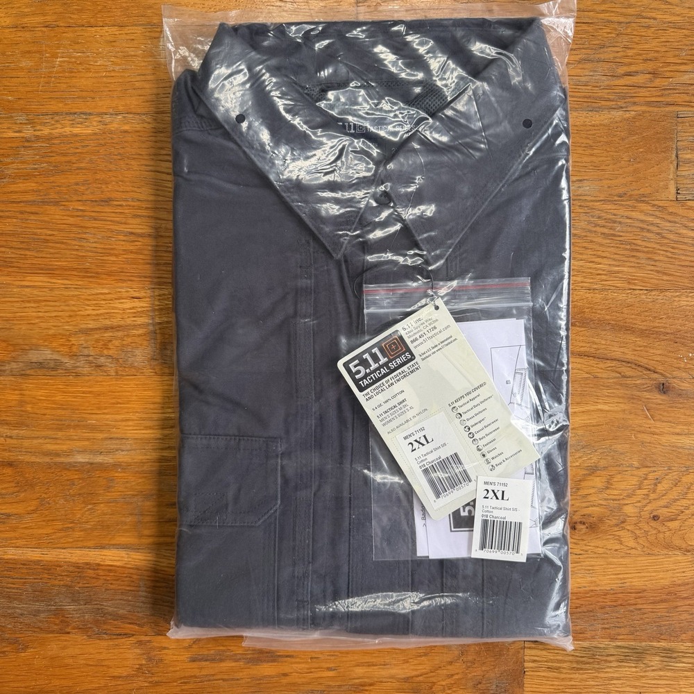 5.11 Tactical Short-Sleeve Button Up Shirt Charcoal Gray Style 71152 Sz 2XL XXL
